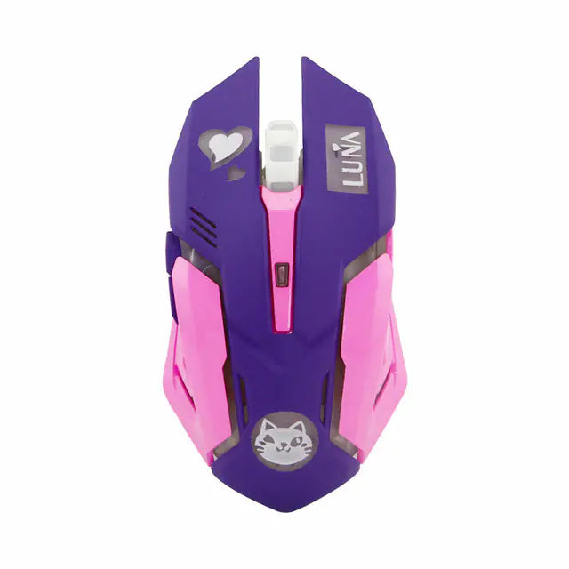 Pink Rechargeable Wireless Gaming Mouse for Girls