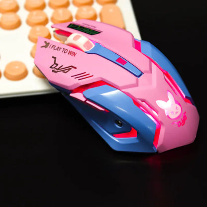Pink Rechargeable Wireless Gaming Mouse for Girls