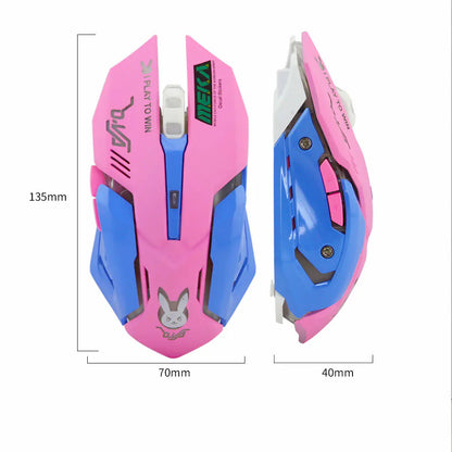 Pink Rechargeable Wireless Gaming Mouse for Girls