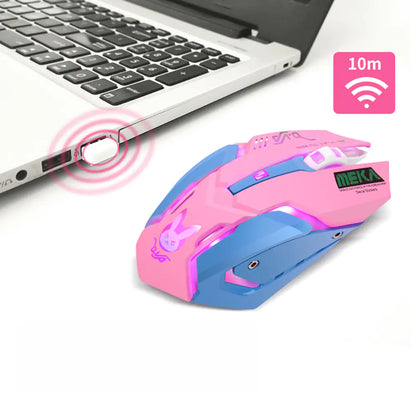 Pink Rechargeable Wireless Gaming Mouse for Girls
