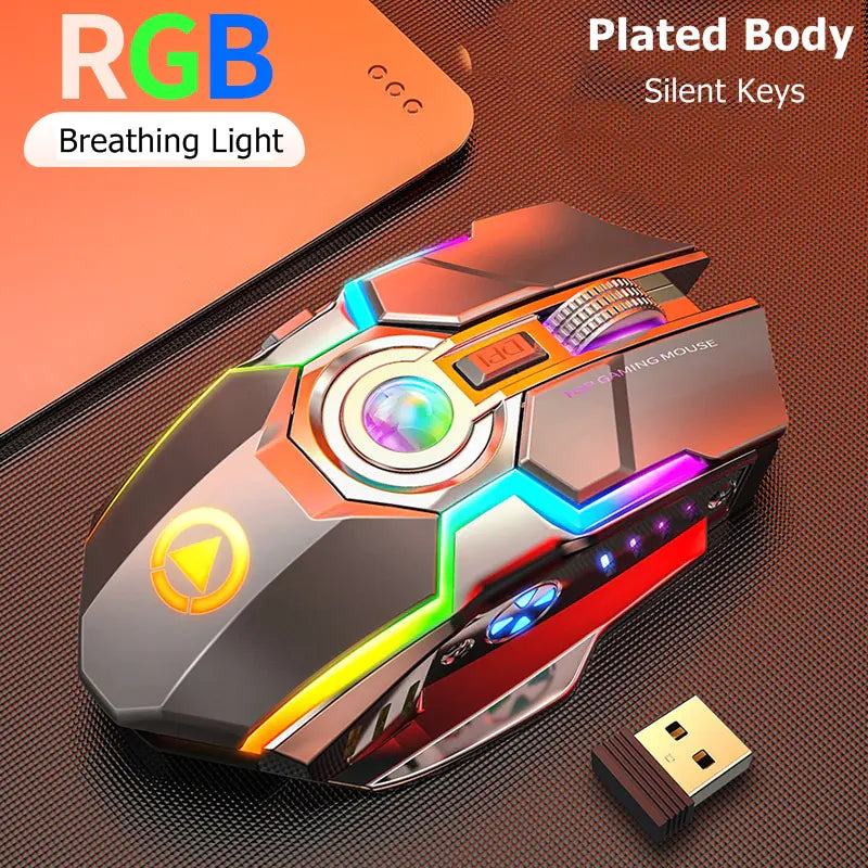 Silver Engraved A5 Rechargeable Wireless Gaming Mouse